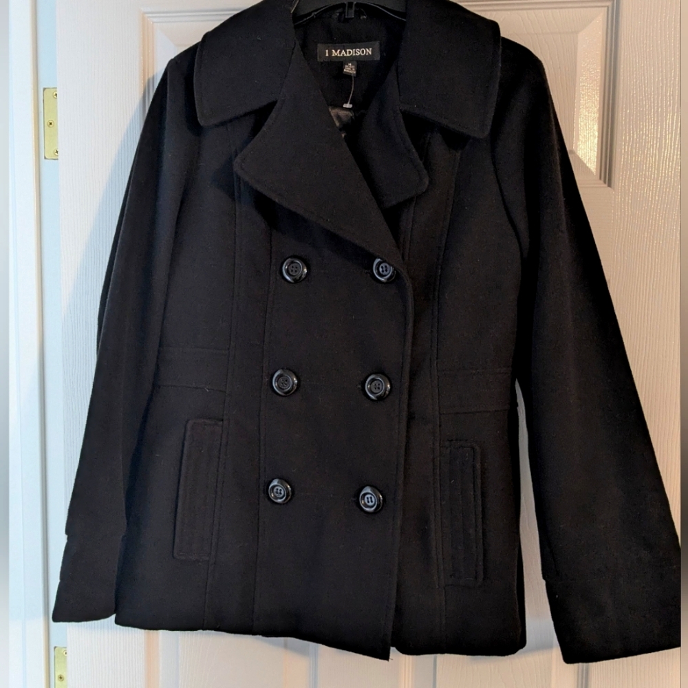 Madison Women's Black Peacoat